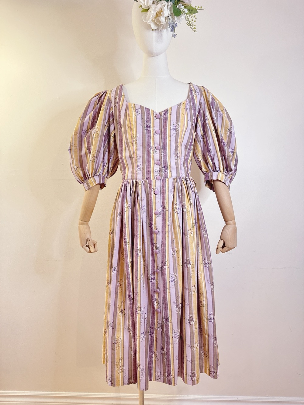 🌸 Vintage Austrian Pastel Floral Midi Dress 🌸